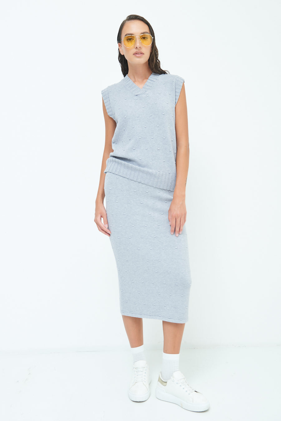 Sleeveless knit top with textured pattern wholesale