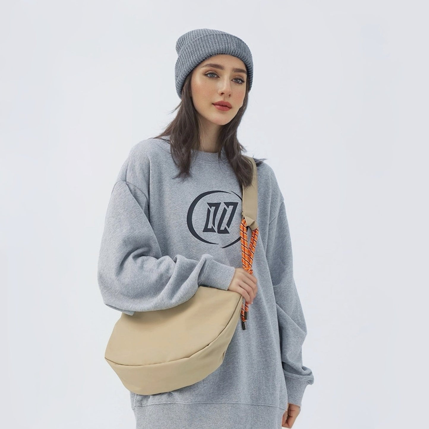 Casually Knotted Nylon Crescent Sling Bag