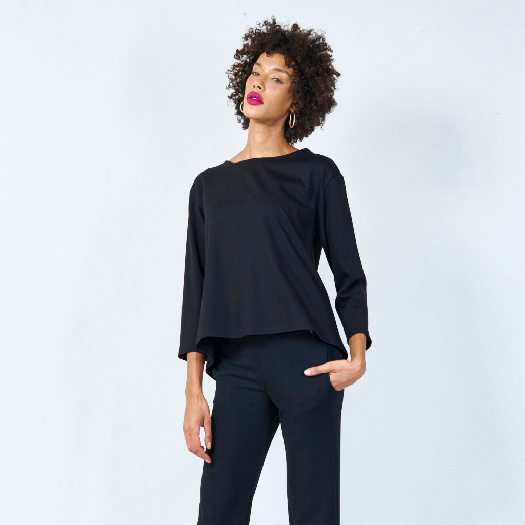 Asymmetrical top with cuffed sleeves wholesale