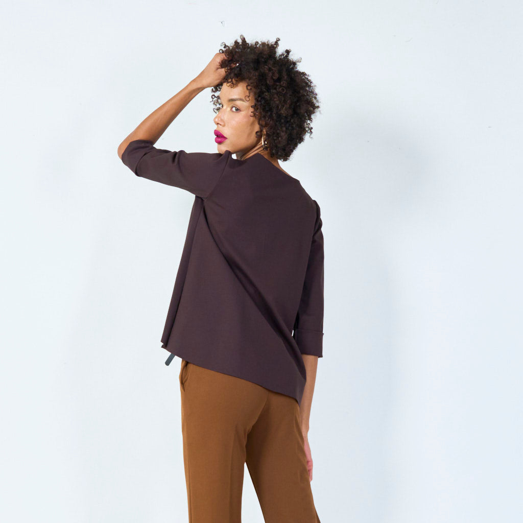 Asymmetrical top with cuffed sleeves wholesale