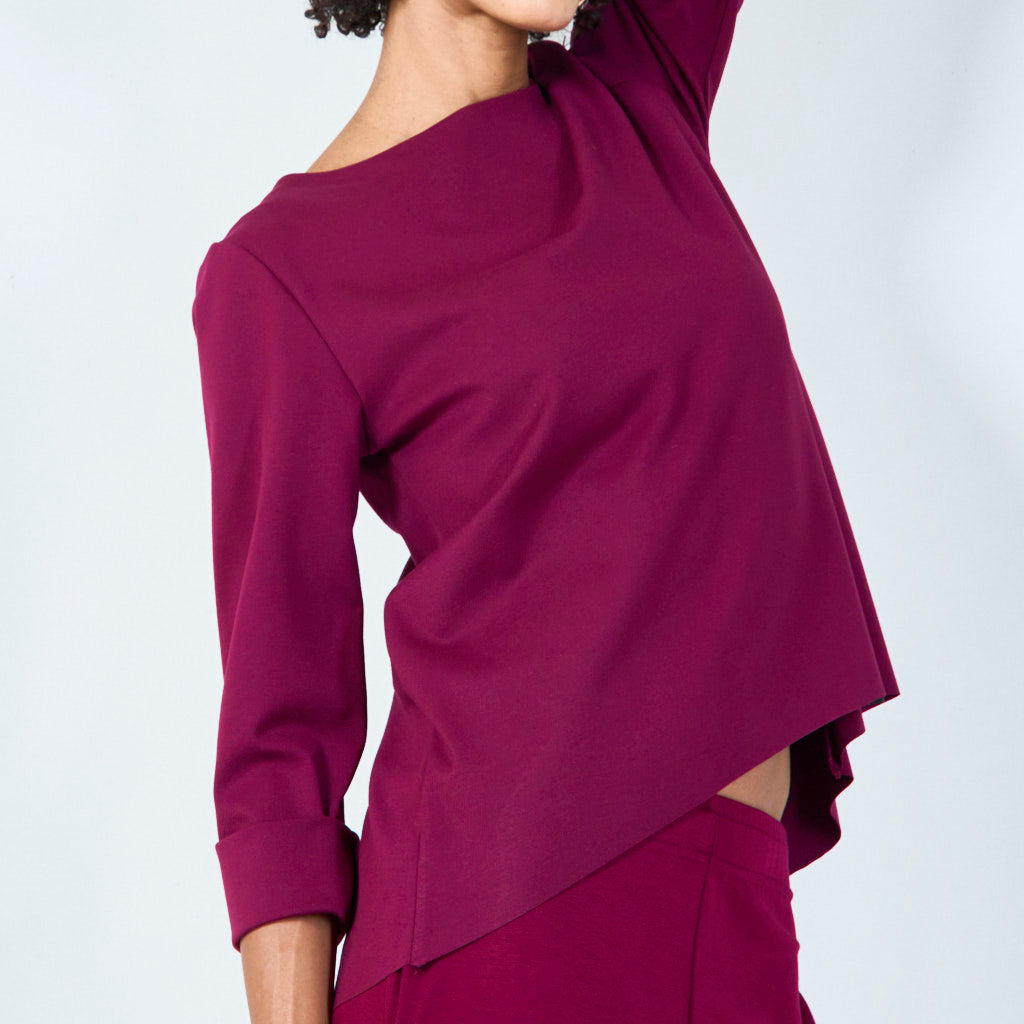Asymmetrical top with cuffed sleeves wholesale