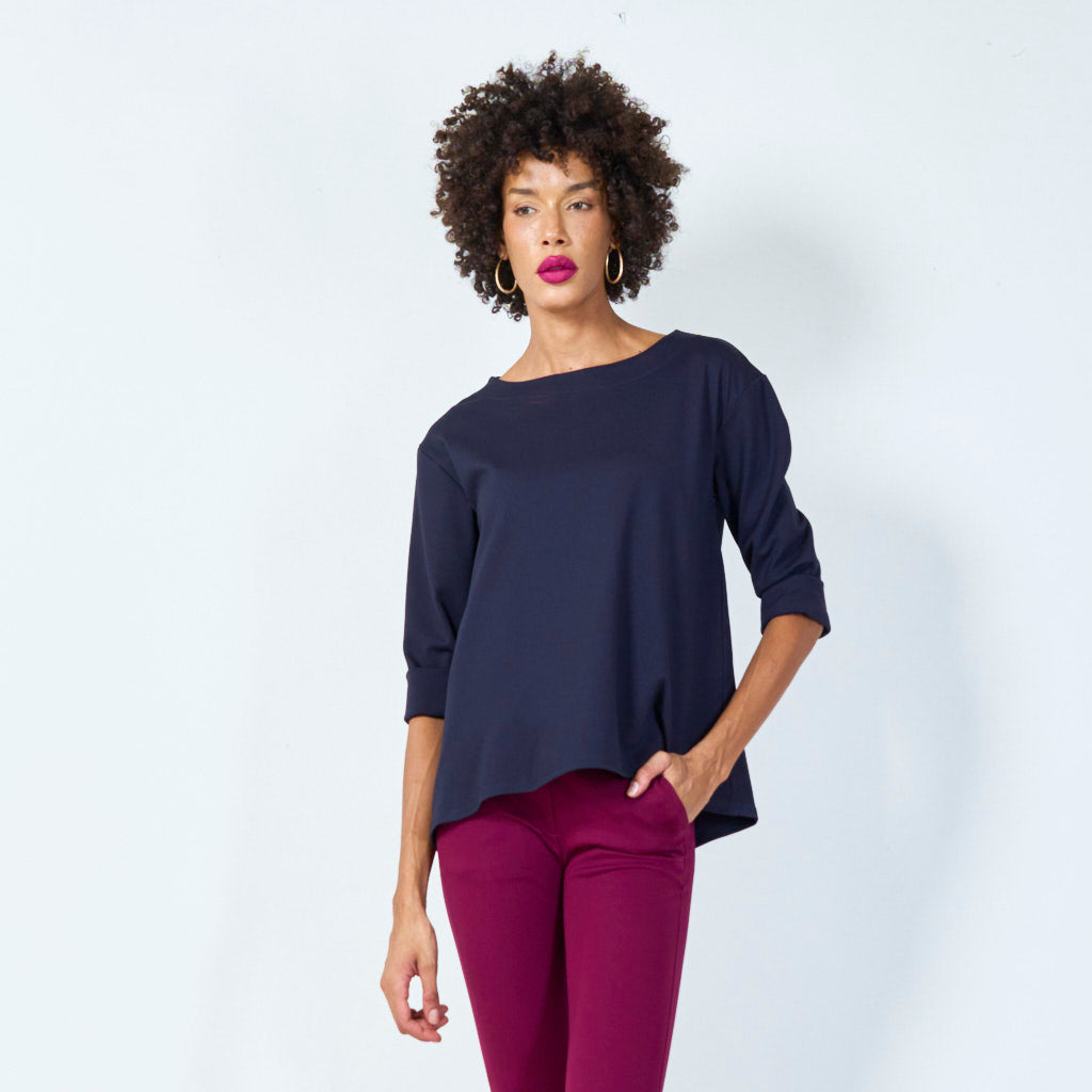 Asymmetrical top with cuffed sleeves wholesale