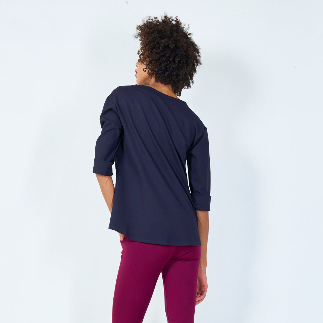 Asymmetrical top with cuffed sleeves wholesale
