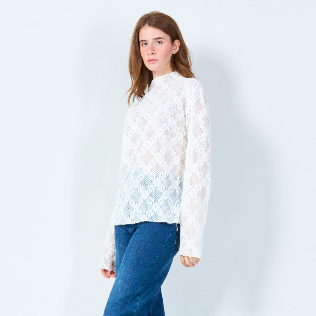 Intricate lace top with long sleeves wholesale