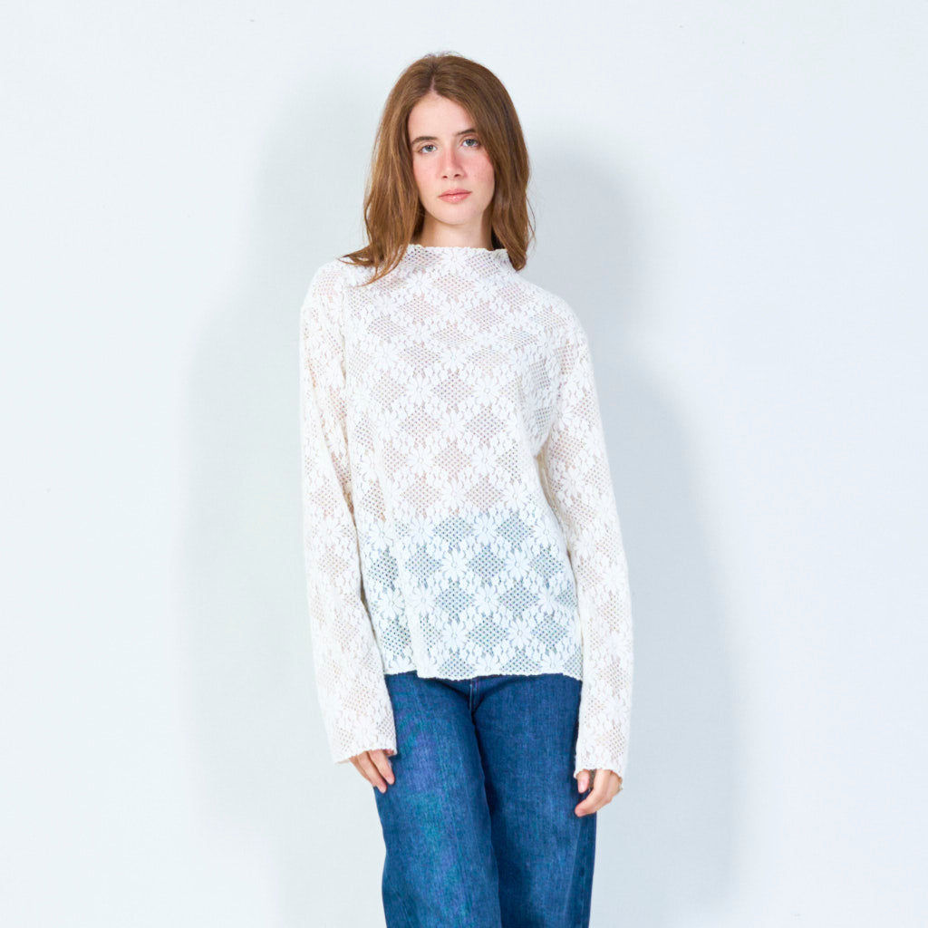 Intricate lace top with long sleeves wholesale