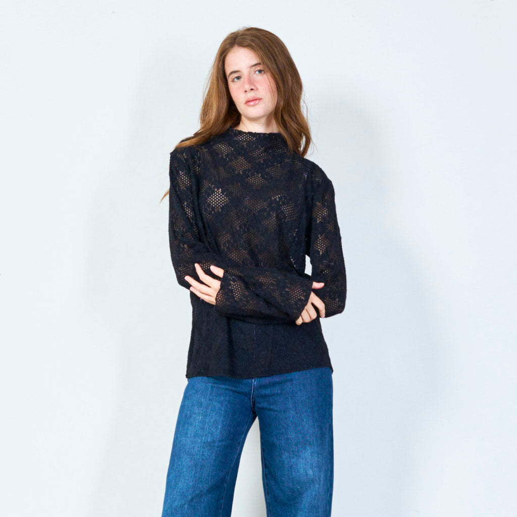 Intricate lace top with long sleeves wholesale