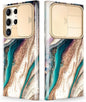 Samsung Galaxy S24 Ultra Case with Slide Camera Cover+Screen Protector. [Military Grade Shockproof] Marble Protective Phone Case for S24 Ultra 5G 6.8