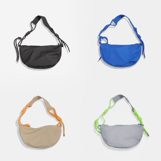 Casually Knotted Nylon Crescent Sling Bag