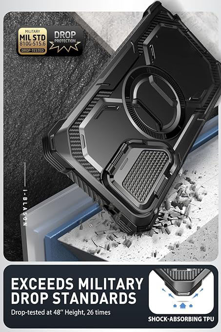 Samsung Galaxy S24 Ultra Case with Camera Cover Stand. [S Pen & Wireless Charging Compatible] Full-Body Rugged Protective Case with Built-in Screen Protector & Kickstand