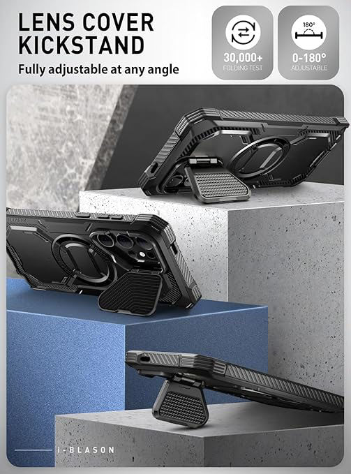 Samsung Galaxy S24 Ultra Case with Camera Cover Stand. [S Pen & Wireless Charging Compatible] Full-Body Rugged Protective Case with Built-in Screen Protector & Kickstand