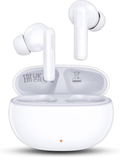 Hybrid Active Noise Cancelling Earbuds with 45dB.Waterproof Wireless Bluetooth Ear Buds.in-Ear Earphones with AI Clear Call Mics.40H Playtime.Bass Stereo for iPhone.Android.Pad-White