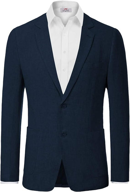 Men's Slim Fit Lightweight Linen Jacket Tailored Blazer Sport Coat