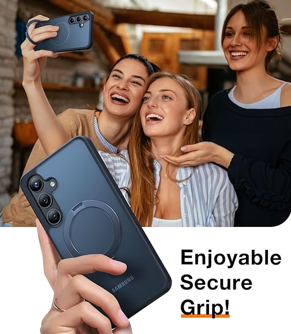 Magnetic Ostand for Samsung Galaxy S24 Plus Case. [Military Grade Drop Tested][Compatible with MagSafe][Build in Kickstand] Shockproof Slim Protective for S24+ Case 6.7. Translucent Black