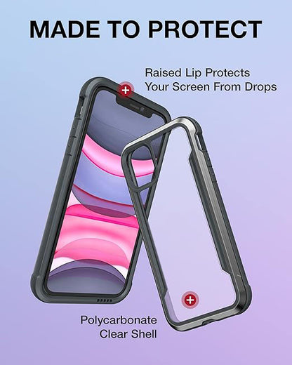 iPhone 11 Case. Shockproof Protective Clear Case. Military 10ft Drop Tested. Durable Aluminum Frame. Anti-Yellowing Technology Case for iPhone 11