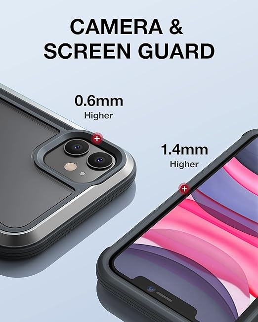 iPhone 11 Case. Shockproof Protective Clear Case. Military 10ft Drop Tested. Durable Aluminum Frame. Anti-Yellowing Technology Case for iPhone 11