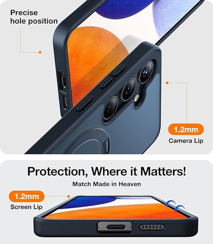 Magnetic Ostand for Samsung Galaxy S24 Plus Case. [Military Grade Drop Tested][Compatible with MagSafe][Build in Kickstand] Shockproof Slim Protective for S24+ Case 6.7. Translucent Black