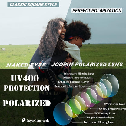 Joopin Square Sunglasses Polarized UV Protection Trendy Designer Sun Glasses Men Women