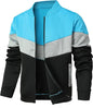Mens Varsity Jacket Casual Color Block Bomber Jacket Lightweight Coat