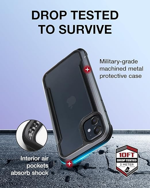 iPhone 11 Case. Shockproof Protective Clear Case. Military 10ft Drop Tested. Durable Aluminum Frame. Anti-Yellowing Technology Case for iPhone 11