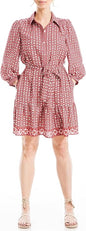 Women's Long Sleeve Collared Short Tiered Dress