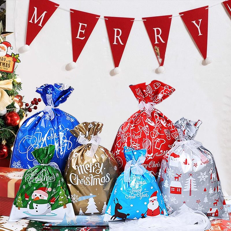 Last Day 49% OFF💥Christmas Drawstrings Gift Bags With Gift Card💥