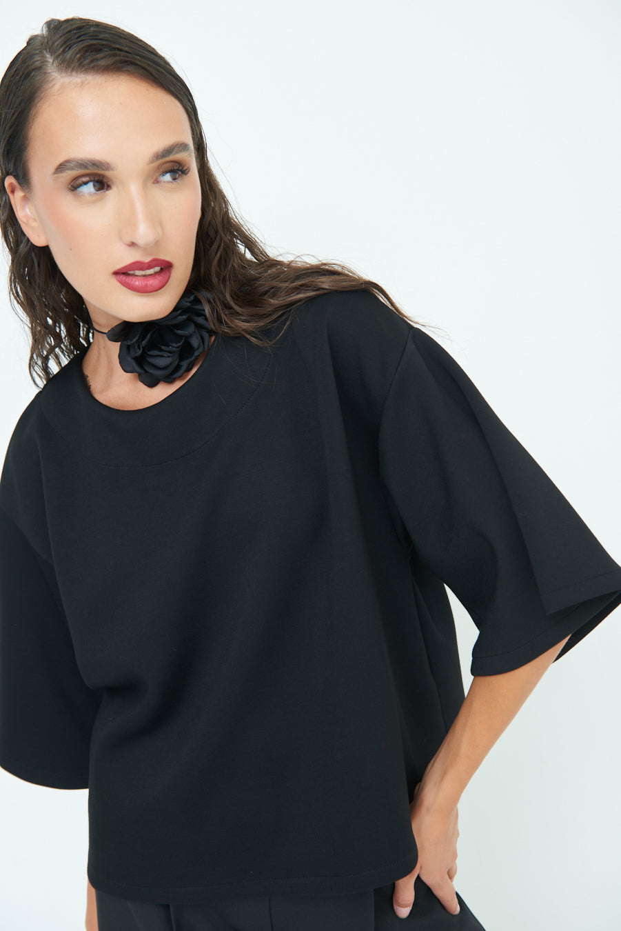 Elegant oversized top with wide sleeves wholesale