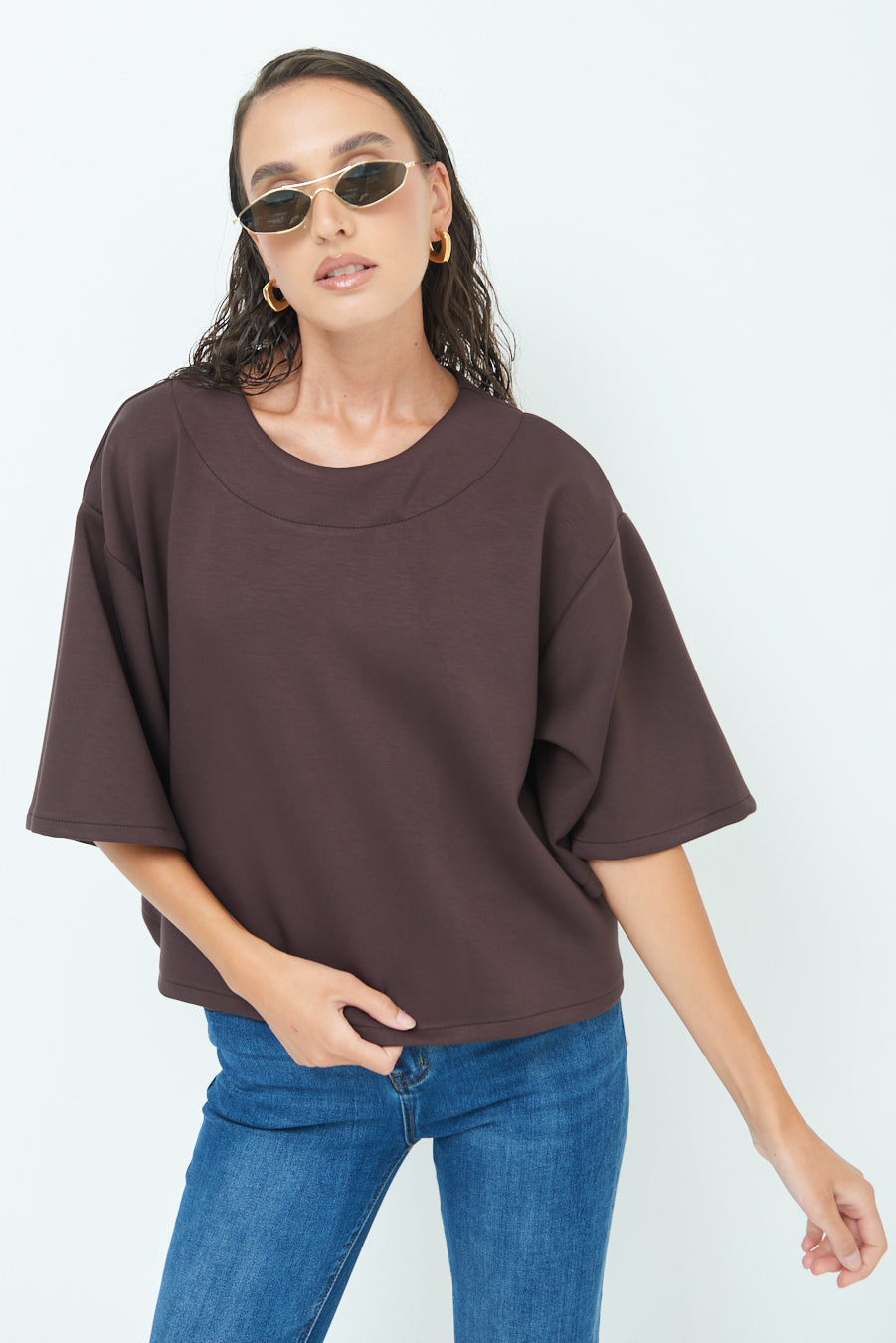 Elegant oversized top with wide sleeves wholesale