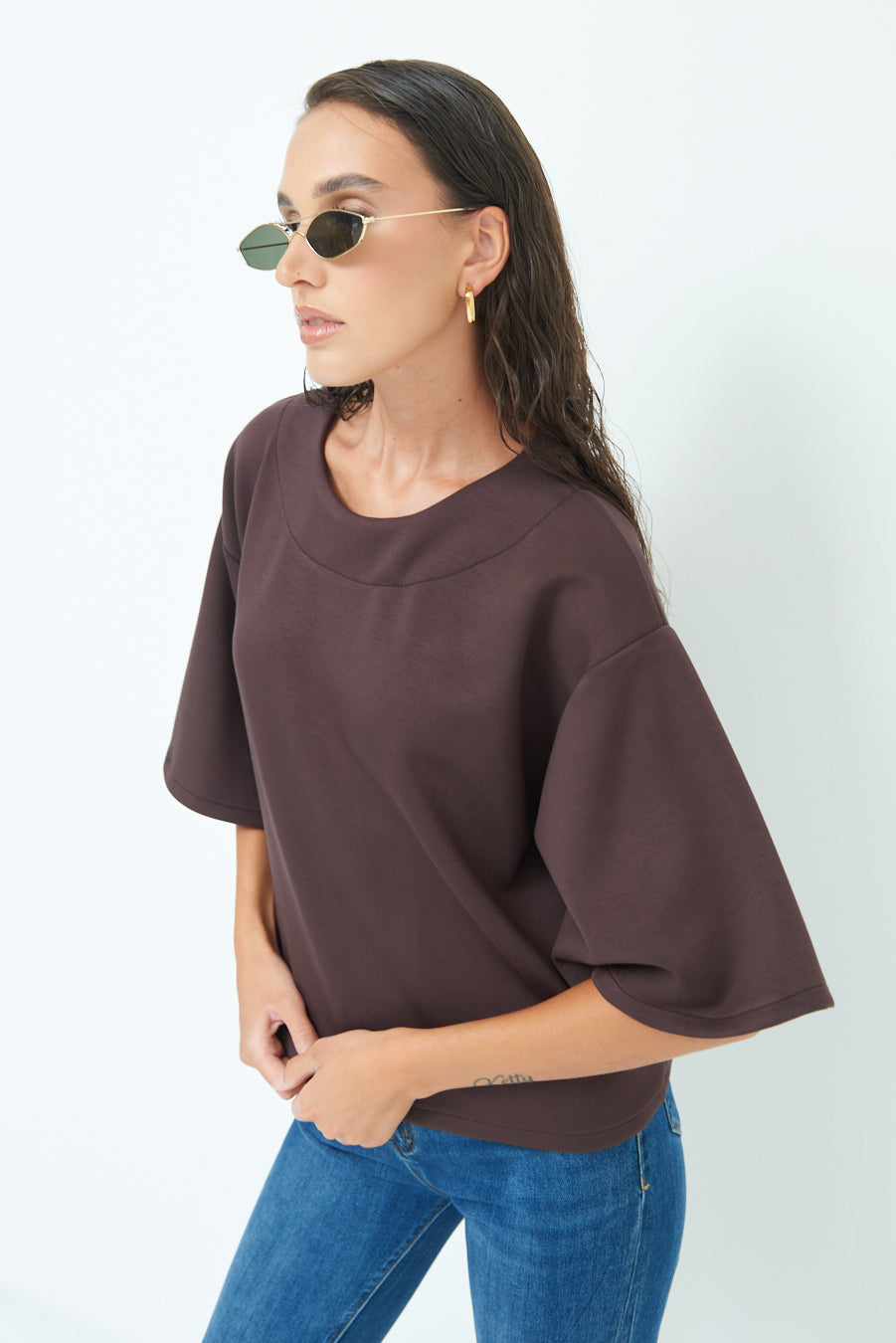 Elegant oversized top with wide sleeves wholesale