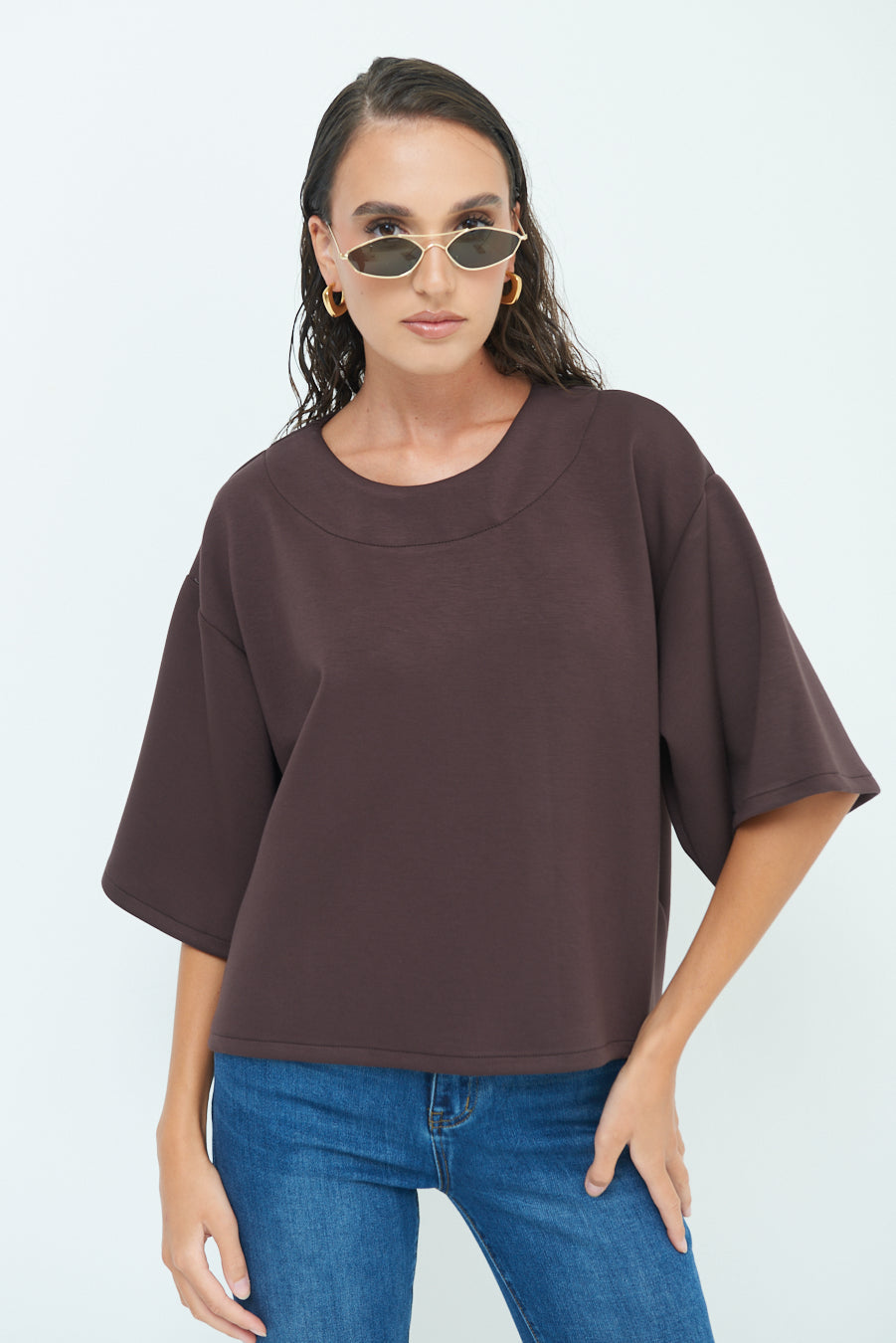 Elegant oversized top with wide sleeves wholesale