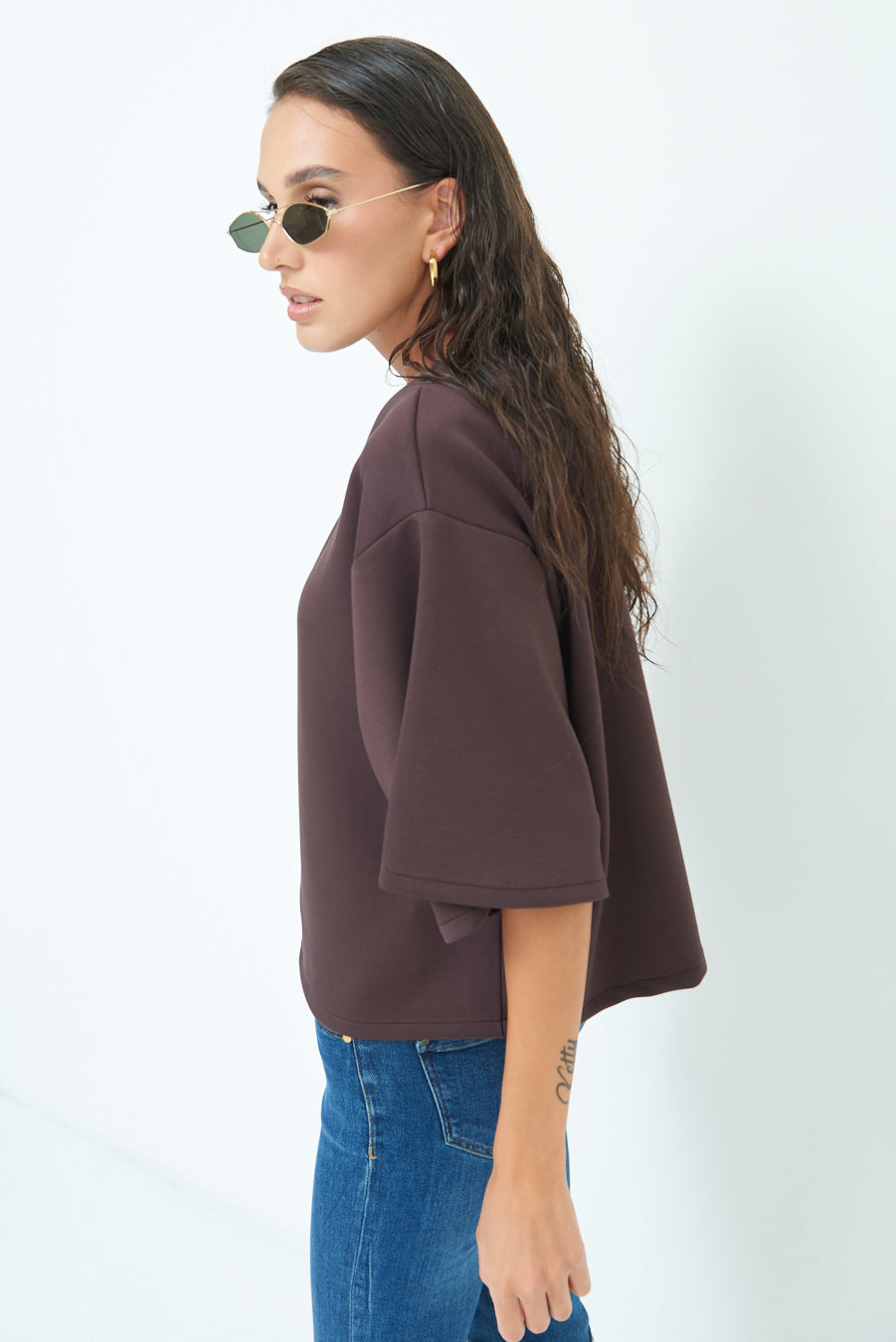 Elegant oversized top with wide sleeves wholesale