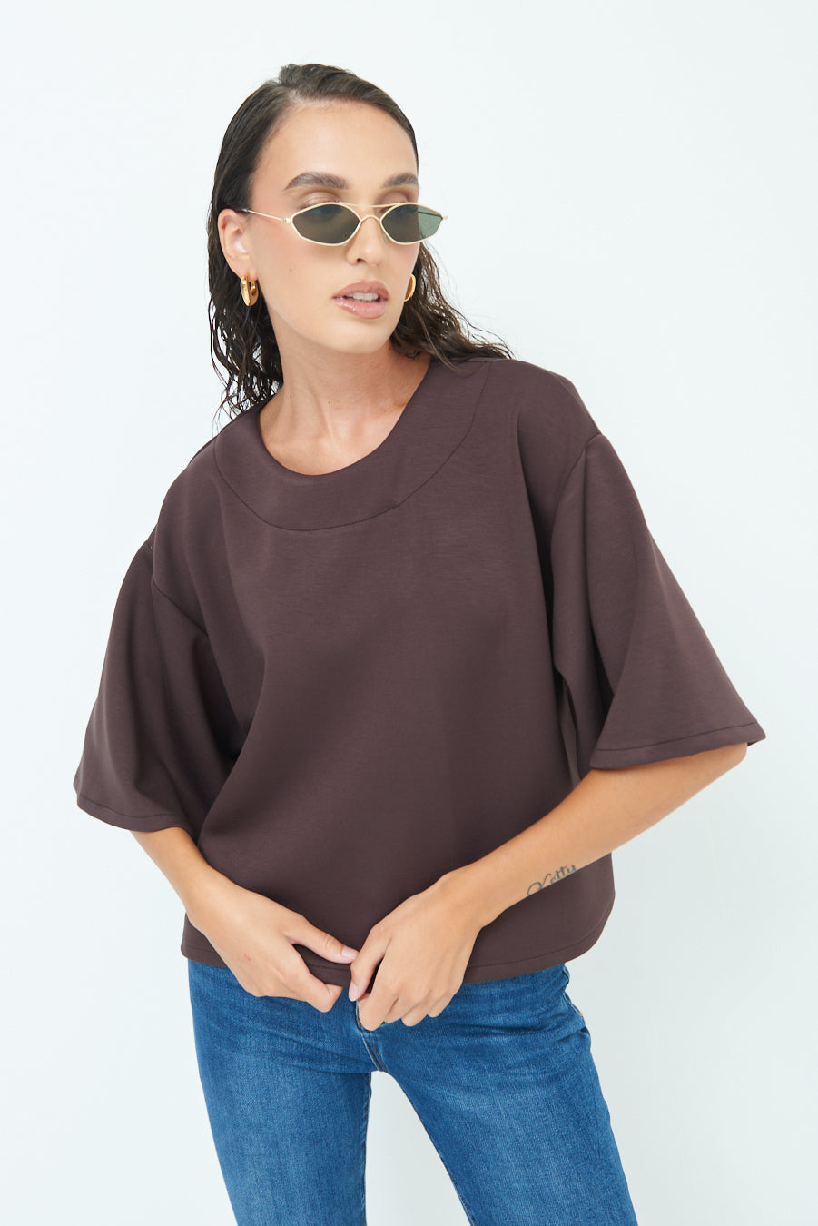 Elegant oversized top with wide sleeves wholesale