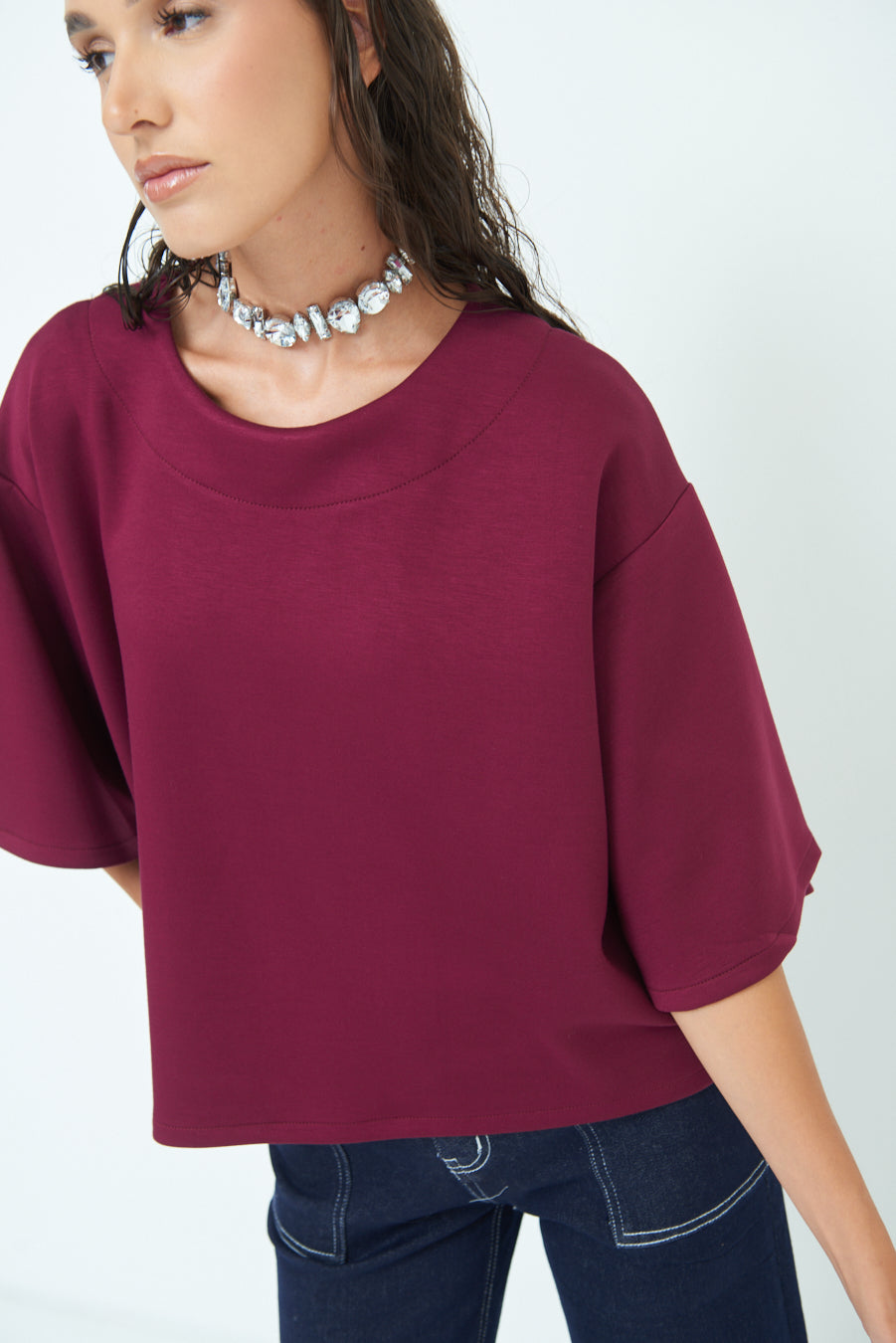 Elegant oversized top with wide sleeves wholesale