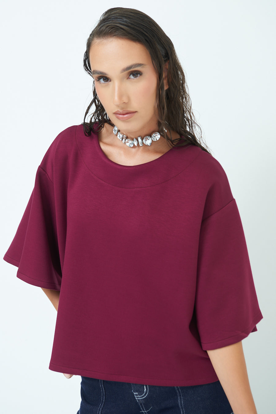 Elegant oversized top with wide sleeves wholesale