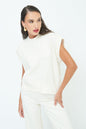 Sleeveless crew neck top with rolled sleeves wholesale