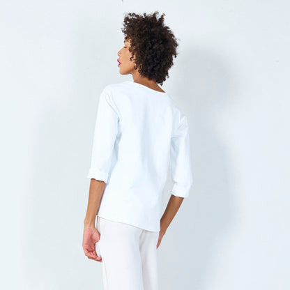 Asymmetrical top with cuffed sleeves wholesale