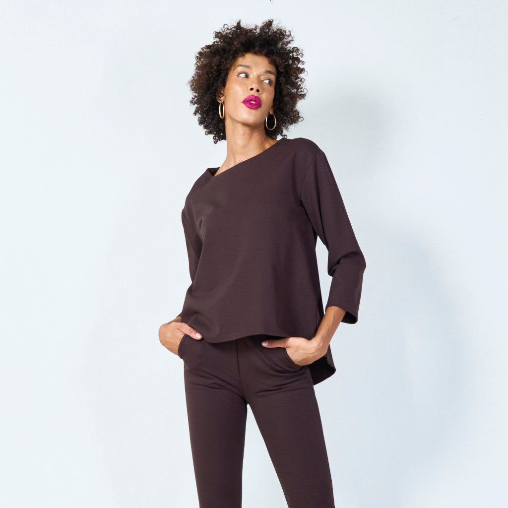 Loose fit boatneck top wholesale
