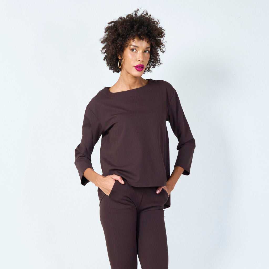 Loose fit boatneck top wholesale
