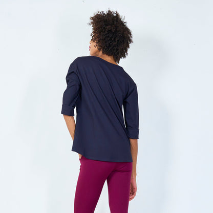 Asymmetrical top with cuffed sleeves wholesale