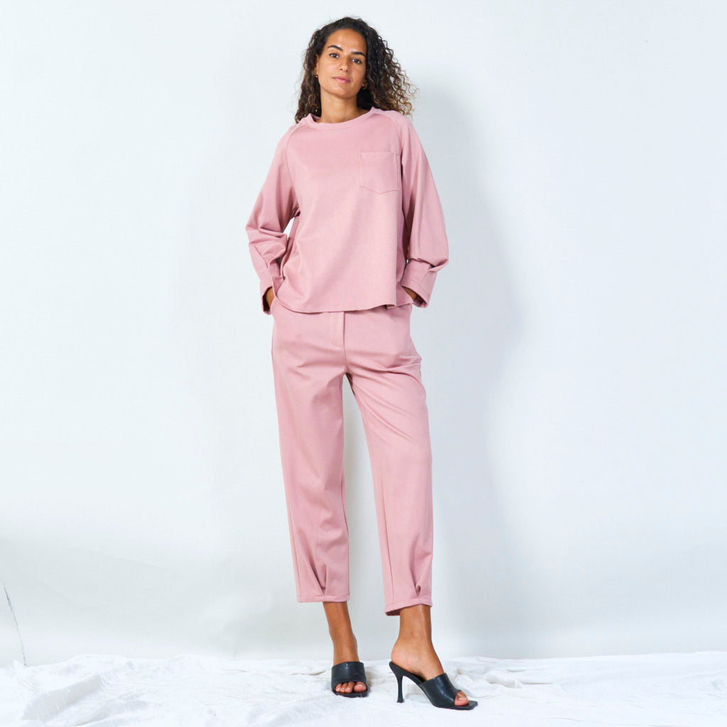 Long-sleeve basic pocket tee wholesale