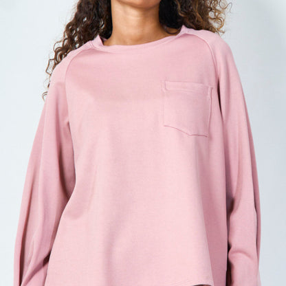 Long-sleeve basic pocket tee wholesale