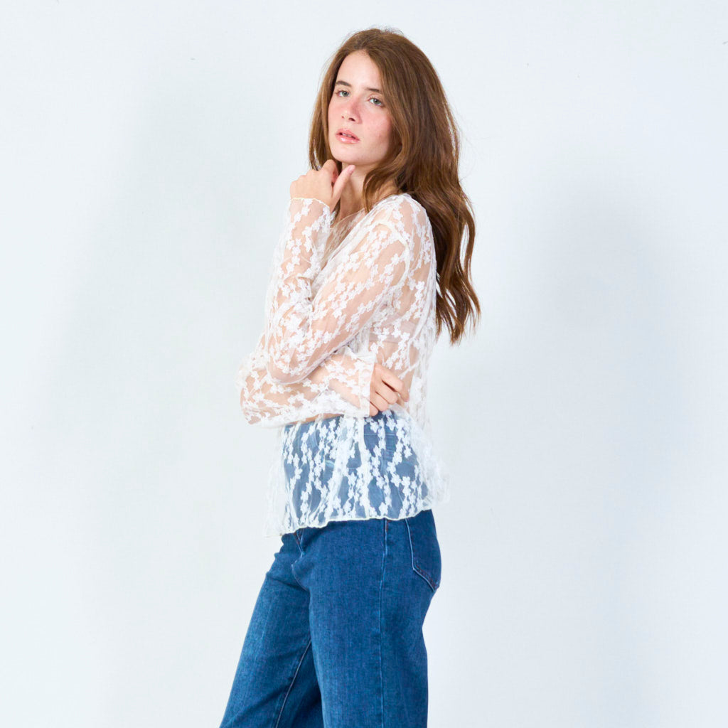 Floral lace top with delicate detailing wholesale