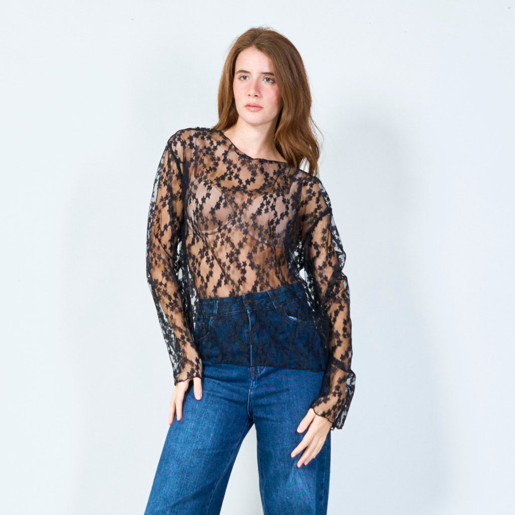 Floral lace top with delicate detailing wholesale