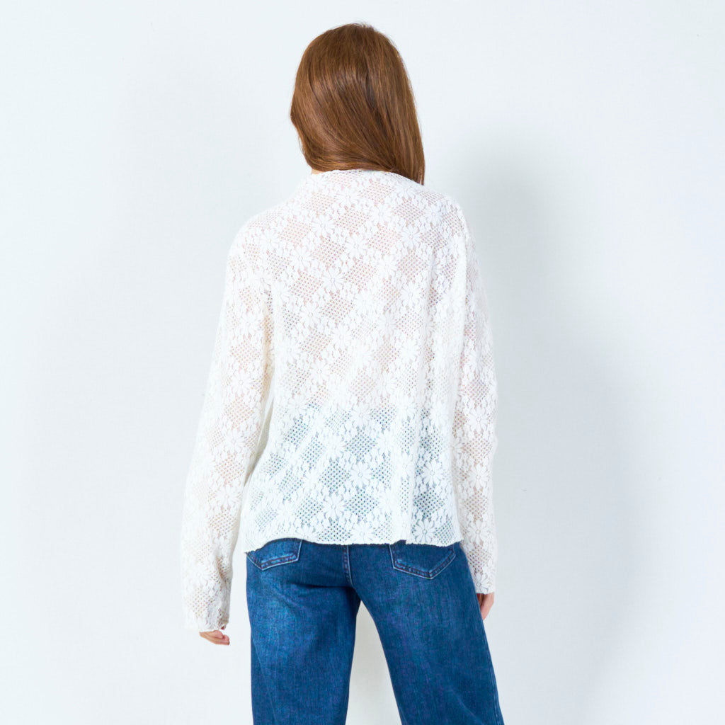 Intricate lace top with long sleeves wholesale