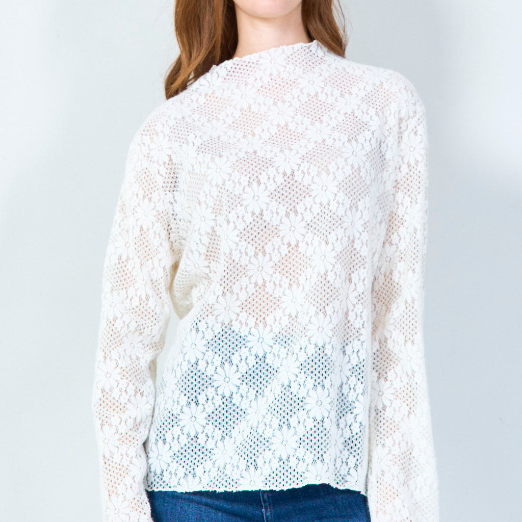 Intricate lace top with long sleeves wholesale