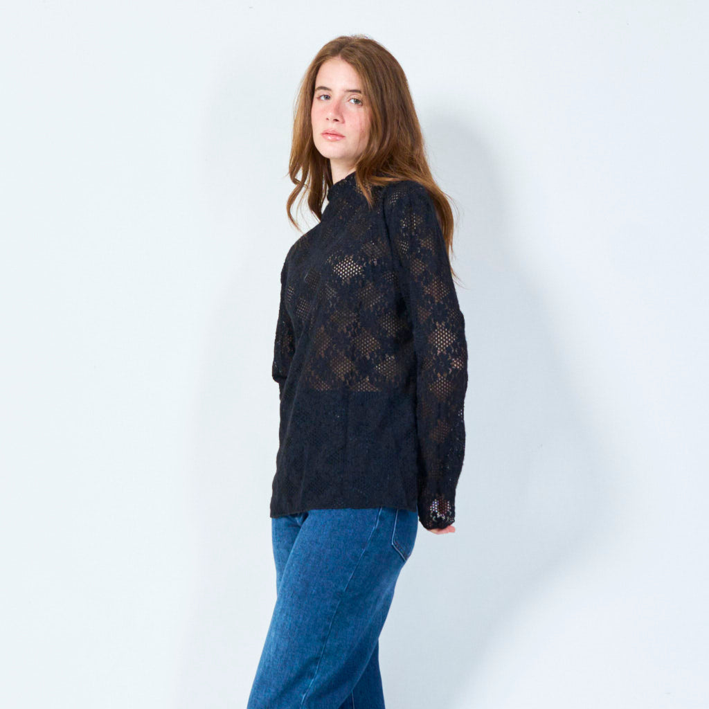 Intricate lace top with long sleeves wholesale