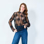 Vintage-inspired lace top with vertical floral patterns wholesale