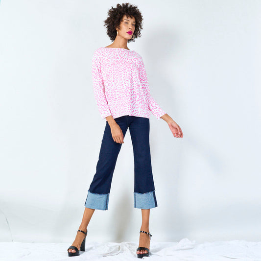 Long sleeve animal print top wholesale