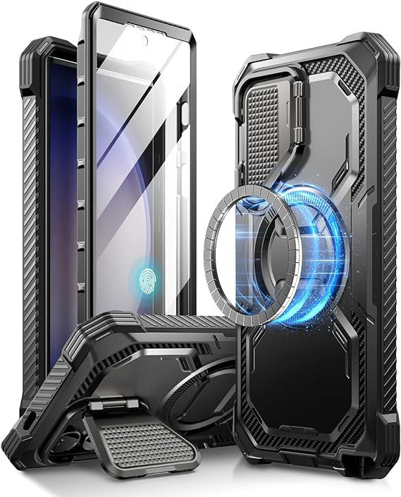 Samsung Galaxy S24 Ultra Case with Camera Cover Stand. [S Pen & Wireless Charging Compatible] Full-Body Rugged Protective Case with Built-in Screen Protector & Kickstand